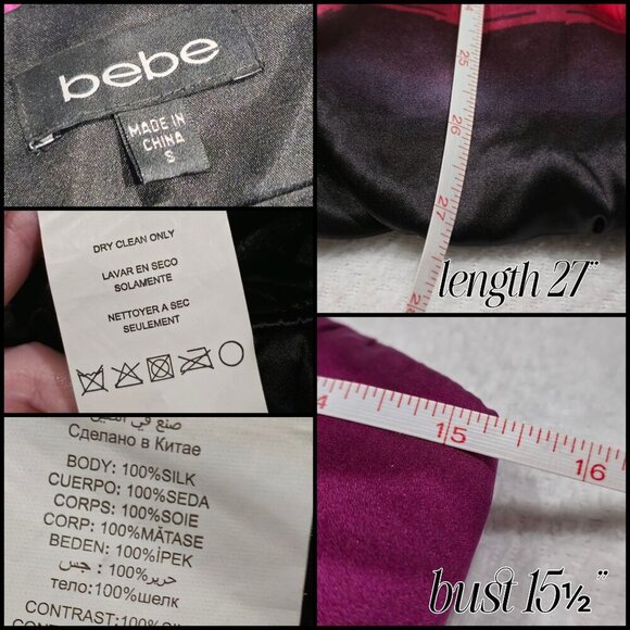 Bebe Silk Strapless Ombre Dress ✦ Pink Black Gradient Bubble Hem ✦ Sweetheart S - Picture 16 of 16